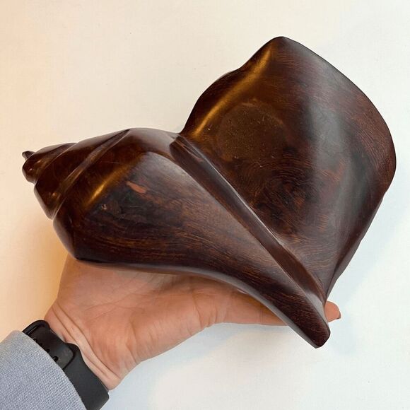 Mid Century Carved Wood Sea Shell Conch - Picture 7 of 9
